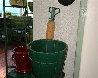 Antique Handmade Wooden Water Bucket