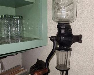 Antique Glass Cylinder Coffee Grinder