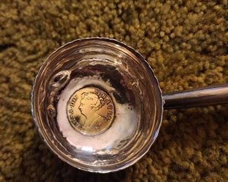 George III Silver And Horn Coin Insert Toddy Ladle