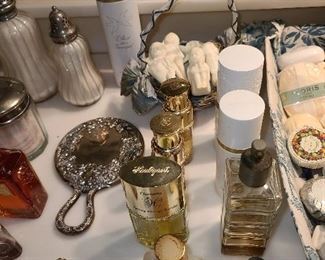 Assorted Bathroom Contents Including Designer Perfume, Kosta Boda Figurines, Etc.