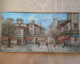 Original oil on canvas, Parisian street scene.