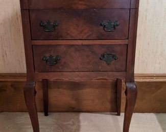 Vintage 2-drawer French style wooden chest, by Caswell-Runyan Co. - it's a sewing basket, but don't spoil the secret and tell everything you know.