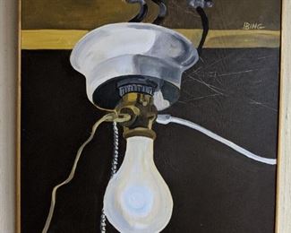 Who doesn't need an original oil on canvas of a bare bulb, basement light. Here's an extra one for your trailer!