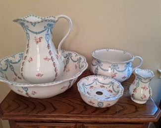 Antique, 5-piece set of "Bisto" English porcelain, by Bishop & Stonier, manufactured for Harrod's, London.