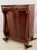 220 - 7pc. Mahogany Empire Bedroom Suite w Original Finish on All, Gentlemens Press - 53in T x 40in W x 26in D