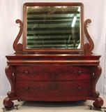 220 - 7pc. Mahogany Empire Bedroom Suite w Original Finish on All, Dresser, 53in. T