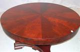 228 - Mahogany Empire Sunburst Top, 60in Banquet Table with 9 Leaves - 14ft. L, ca. 1840, without leaves