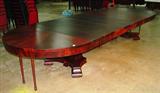 228 - Mahogany Empire Sunburst Top, 60in Banquet Table with 9 Leaves - 14ft. L, ca. 1840