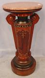 101 - Walnut and Rosewood Oval Top Pedestal, 37in T, Top - 18in x 15in, ca. 1870
