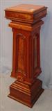 103 - Walnut Renaissance Victorian Pedestal w Salmon Colored Marble - 41in T, 13 x 13 Base, ca. 1860