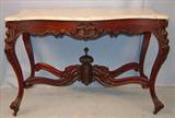 104 - Rosewood Rococo Marble Top Console Table, Original Finish, ca 1850