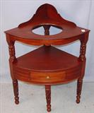202 - Mahogany Corner Wash Stand, 36in T x 27in W x 19in. D with carved legs, ca. 1880