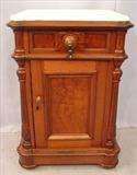 203 - Walnut Renaissance Revival Half Commode w Inset Marble Top, 31in T x 20in W x 19in D, ca. 1860