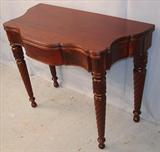 207 - Mahogany Federal Serpentine Game Table, 38in W x 19in D, side view