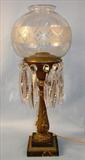 109 - Iris Pattern Hooper Astral Lamp, 25in T, 9.5in W