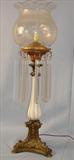 110 - Bronze Glass Faced Astral Lamp, signed Cornelius, 31in T