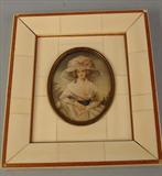114 - Painting on Ivory w Ivory frame, 6in x 7in, Image 3in x 3.5 in