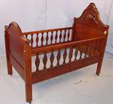 214 - Walnut Victorian Drop Side Baby Bed, 60in L x 33in W x 52in T