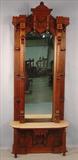 30 - Walnut Victorian Pier Mirror w Marble Base, 92in Tall, 37in Wide, 15in Deep, ca. 1875