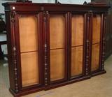 393 - 4 Door Bookcase w 4 Carved Columns, 69in. T x 100in. W x 18in D, ca. 1880