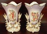 399 - Pair of Old Paris Vases, Purple & Gold, 12in. T