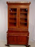 316 - Mahogany Empire Slant Front Secretary Desk - 2 pieces, 92in T x 45in W x 22in D