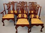 324 - 8 Chippendale Mahogany Chairs, 2 w Arms, 41in T, ca. 1860