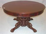 330 - 4 leaf Acanthus Carved Mahogany Dining Table, 48in., Rare size in this model