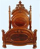 90 - Rosewood Victorian Bed, Signed Mitchels & Rammelsberg