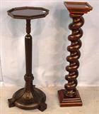 303 & 304 - Mahogany Touchier with Acanthus Carved Base, 41in. Tall, ca 1880 & Mahogany Barley Twist Pedestal - 43in Tall