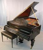 550 - Parlor Grand Victorian Piano, maker Gottf Cramer of Wein Austria, ca. 1880, 54in. Wide, 67in. Long, side view