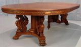 153 - Oak Dining Room Table with full body griffins by R.J. Horner, 125 in. L, 60 in. W, ca. 1890, has 4 leaves.