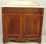 43 - Serpentine Rosewood Marble Top Commode, att. To Mallard.