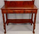 157 - Mahogany Acanthus Carved Server with drawers, back splash and claw feet, 42 in. L, 20 in. D, 40 in. T, ca. 1890.