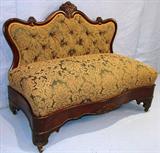 42 - Highly Carved Carset Settee in mahogany, att. To Meeks, ca. 1850.