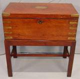 158 - Walnut Lap Desk with brass trim and stand, ca. 1840.