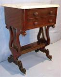 44 - Classical faux rosewood marble top and lyre carved Parlor Table, ca. 1840.