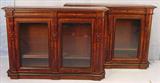 301 - Matched pair of Walnut Victorian Bookcases with burl trim, 43 in. T, 60 in. W, 12 in. D, ca. 1870.