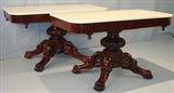 304 - Matching Pair of Federal Mahogany Acanthus Carved Console Tables with white marble tops, claw feet, 29 in. T, 49 in. W, 25 in. D, ca. 1830
