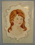 336 - Painting on Porcelain of Red Headed Girl, 12 x 9 in., signed D & C Limoges
