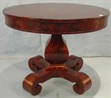 400 - Mahogany Period Empire Pumpkin Base Center Table, 35 in. Dia., ca. 1840