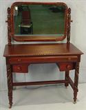 403 - Mahogany Acanthus Carved Vanity with gadrooned edge with mirror, 54 in. T, 40 in. W, 22 in. D, ca. 1880