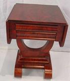 405 - Mahogany Empire Work Table with desk in top drawer, yolk base, scroll feet, 37 in. W, 19 in. D, ca. 1840