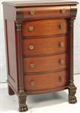 410 - Child Size Federal Mahogany Chest with full columns, 5 drawers and claw feet, 20 in. W, 17 in. D, 32 in. T, ca. 1875