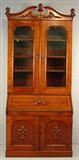 135 - Walnut Victorian Secretary Desk with slant front, applied carvings, 100 in. T, 43 in. W, 21 in. D, ca. 1895