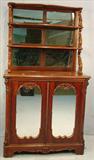 139 - Rosewood Rococo Étagère with mirrored doors, beautiful carving, 71 in. T, 41 in. W, 21 in. D, ca. 1850