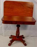 166 - Mahogany Acanthus Carved Empire Game Table with claw feet, 31 in. T, 35 in. W, 17 in. D, ca. 1850