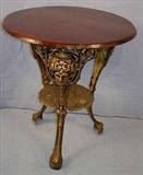 174 - Cast Iron Ice Cream Table with ladies heads on legs, mahogany top, ca. 1900