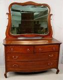 172 - R,J. Horner Mahogany Dresser with Large Bevel Mirror, inlay trim, 68 in. T, 52 in. W, 24 in. D, ca. 1900