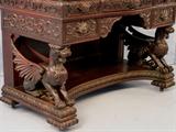 101 - R.J. Horner Mahogany Full Griffin Slant Front Desk with exceptional carving, hidden drawer, 47.5 in. T, 42.5 in. W, 22 in. D, all original, ca. 1890. Close view of griffins